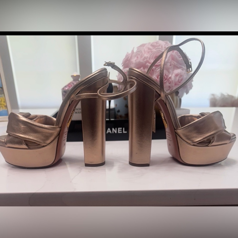 Aquazzura Metallic Platform Block Heels | EU 38